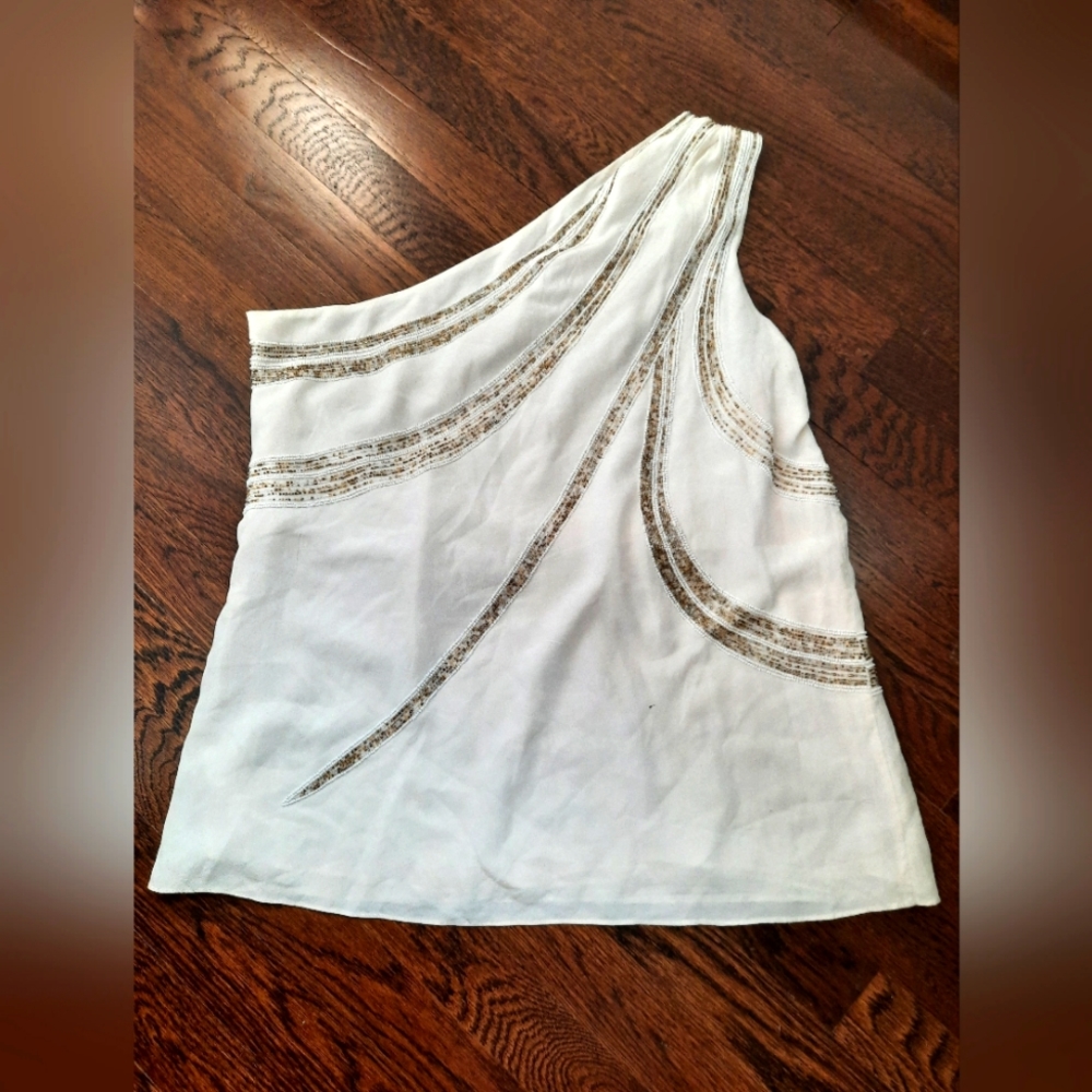 Ramy Brook NWT one shoulder embellished top size L